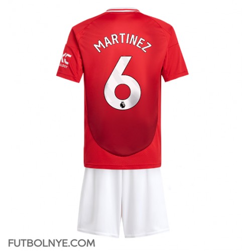 Camiseta Manchester United Lisandro Martinez #6 Primera Equipación para niños 2024-25 manga corta (+ pantalones cortos)